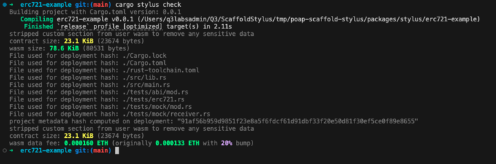 Contract size within acceptable limits